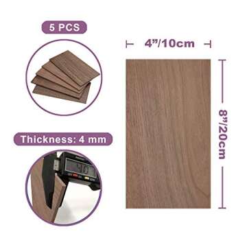 Craftiff Walnut Wood Sheets - Thin Lumber for DIY Crafts, Pack of 5