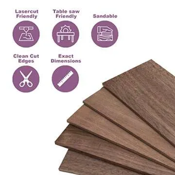 Premium Walnut Wood Sheets for Crafts - Pack of 5