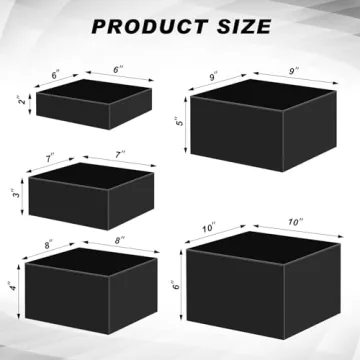 Sintuff Buffet Risers 5 Pcs Acrylic Food Display Risers for Buffet Table Dessert Cake Jewelry Figures Show Decor Acrylic Cube Boxes Nesting Risers with Hollow Bottoms(6/7/8/9/10inch,Black)