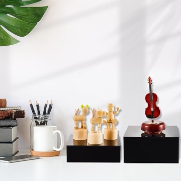 Sintuff Buffet Risers 5 Pcs Acrylic Food Display Risers for Buffet Table Dessert Cake Jewelry Figures Show Decor Acrylic Cube Boxes Nesting Risers with Hollow Bottoms(6/7/8/9/10inch,Black)