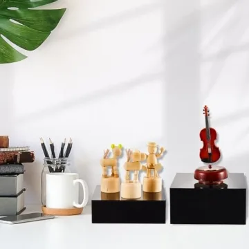 Sintuff Buffet Risers 5 Pcs Acrylic Food Display Risers for Buffet Table Dessert Cake Jewelry Figures Show Decor Acrylic Cube Boxes Nesting Risers with Hollow Bottoms(6/7/8/9/10inch,Black)