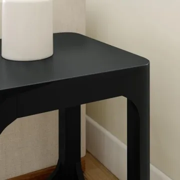 Plank+Beam Modern Rounded Square Side Table with Shelf, Solid Wood End Table for Living Room, 20in, Black