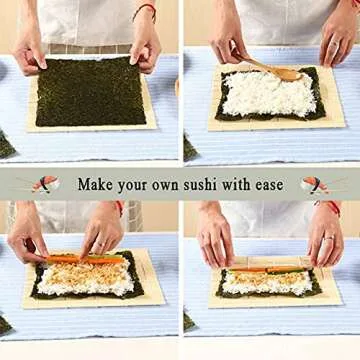 Cafurty Bamboo Sushi Rolling Mat, 9.5x9.5 Inch
