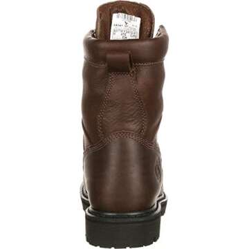 Georgia Boot Men's Georgia 8" Lace-To-Toe Steel Toe Work Boot Work Shoe, Chocolate, 11.5 M US