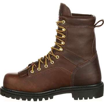 Georgia Boot Men's Georgia 8" Lace-To-Toe Steel Toe Work Boot Work Shoe, Chocolate, 11.5 M US