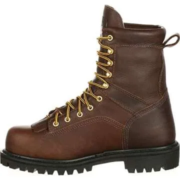Georgia Boot Men's Georgia 8" Lace-To-Toe Steel Toe Work Boot Work Shoe, Chocolate, 11.5 M US