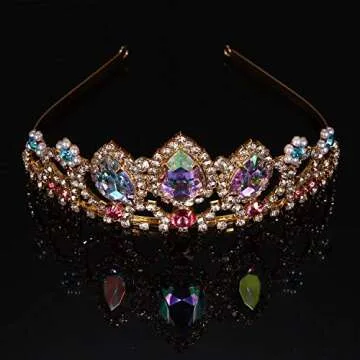 FUNLMO Rapunzel Crown Princess Crown Tangled Crown Rapunzel Tiara Rapunzel Costume Accessories for Women Halloween Cosplay Bridal Wedding Prom Birthday Gifts