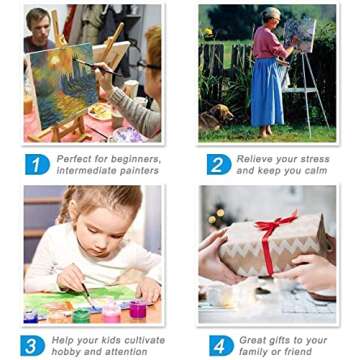 cupmod Paint by Number for Adults, 4 Pieces Paint by Numbers for Adults Beginner Drawing Paintwork with Paintbrushes Cityscape Paint Canvas Oil Painting 12X16inch