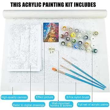 cupmod Paint by Number for Adults, 4 Pieces Paint by Numbers for Adults Beginner Drawing Paintwork with Paintbrushes Cityscape Paint Canvas Oil Painting 12X16inch