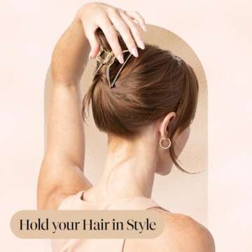 Kitsch Metal Claw Clips, Large Claw Clips for Thick Hair, Metal Hair Clips for Women, Gold Hair Clips & Silver Hair Clips, Hair Claw Clips for Thin Hair, Metal Clips for Hair, 2pc Gold & Hematite