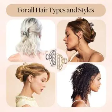 Kitsch Metal Claw Clips, Large Claw Clips for Thick Hair, Metal Hair Clips for Women, Gold Hair Clips & Silver Hair Clips, Hair Claw Clips for Thin Hair, Metal Clips for Hair, 2pc Gold & Hematite