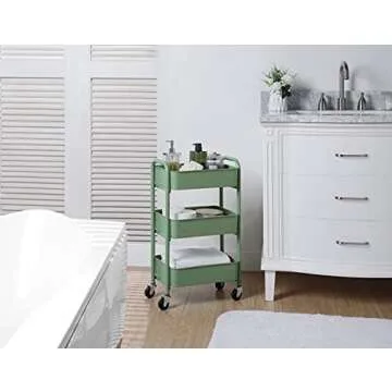 SunnyPoint Compact Rolling Metal Storage Organizer | Versatile Utility Cart