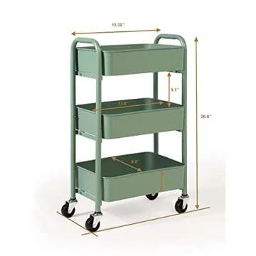 SunnyPoint Compact Rolling Metal Storage Organizer | Versatile Utility Cart