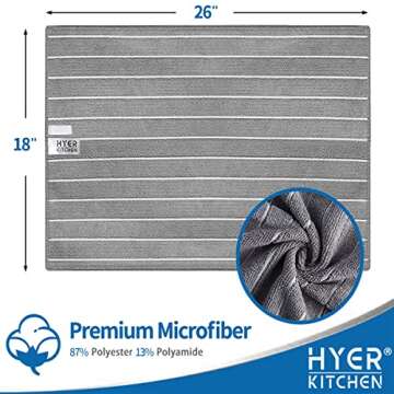Hyer Kitchen Microfiber Kitchen Towels - Stripe Design, 8 Pack, Soft & Absorbent