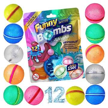 Waterwow Reusable Water Balloons, Splash Balls for Kids, 12 Pack, Reusable & Refillable, Magnetic Self-Sealing Balloon Style, Interactive Summer Toys, Easy Quick Fill, Fun for Boys & Girls