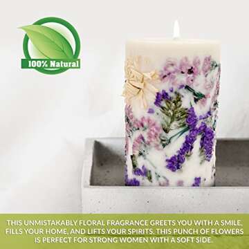 Vionami Botanical Candles Gift Set for Women - Scented Pillar Candles with Flowers, Home Decor Birth...
