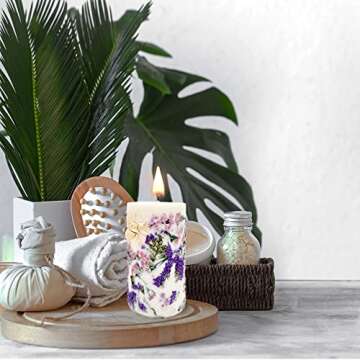 Vionami Botanical Candles Gift Set for Women - Scented Pillar Candles with Flowers, Home Decor Birthday Gifts for Women, Cute Aromatherapy Soy Wax Candle for Her, Relaxation Unique Gifts for Mom