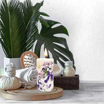 Vionami Botanical Candles Gift Set for Women - Scented Pillar Candles with Flowers, Home Decor Birthday Gifts for Women, Cute Aromatherapy Soy Wax Candle for Her, Relaxation Unique Gifts for Mom