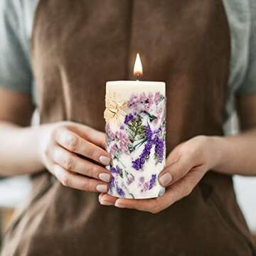 Vionami Botanical Candles Gift Set for Women - Scented Pillar Candles with Flowers, Home Decor Birthday Gifts for Women, Cute Aromatherapy Soy Wax Candle for Her, Relaxation Unique Gifts for Mom