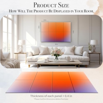 Soon Global 8-Pack Acoustic Panels, Soundproof Wall Panels, 48 X 32 Inches Sound Absorbing Panels, Decorative Acoustical Wall Panels, Acoustic Treatment for Recording Studio, Adhesive, Dusk Glow