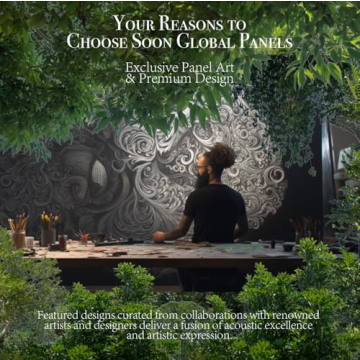 Soon Global 8-Pack Acoustic Panels, Soundproof Wall Panels, 48 X 32 Inches Sound Absorbing Panels, Decorative Acoustical Wall Panels, Acoustic Treatment for Recording Studio, Adhesive, Dusk Glow