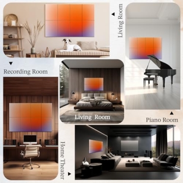 Soon Global 8-Pack Acoustic Panels, Soundproof Wall Panels, 48 X 32 Inches Sound Absorbing Panels, Decorative Acoustical Wall Panels, Acoustic Treatment for Recording Studio, Adhesive, Dusk Glow