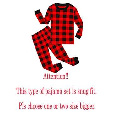 Christmas Plaid Pjs Big Boys Long Sleeve Xmas Pajamas Cotton Red Sleepwear Holiday Size 8