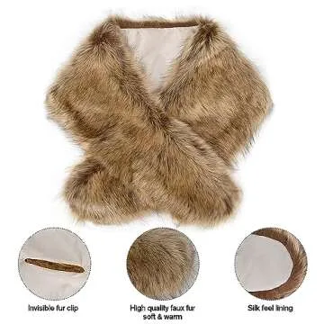 Dikoaina Extra Large Faux Fur Collar for Winter Coats - Luxurious Style