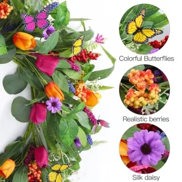 Vibrant Sggvecsy Spring Summer Wreath for Home Decor