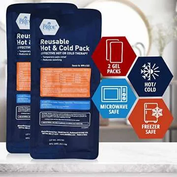 MED PRIDE Reusable [2 Gel Pads] Hot and Cold Packs for Hot & Cold Therapy - Microwavable Heating Pad...