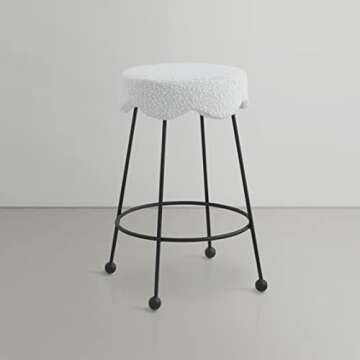 Meridian Furniture 513Cream-C Fleur Collection Modern | Contemporary Boucle Fabric Upholstered Count...