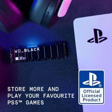 Western Digital 1TB SN850 NVMe SSD for PS5 Consoles Solid State Drive with Heatsink - Gen4 PCIe, M.2...