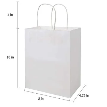Bulk 100Pcs Medium White Kraft Paper Bags for Gifting