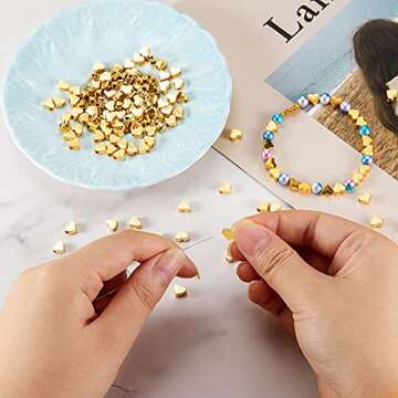 Hicarer 300 Heart Shaped Beads for DIY Craft Jewelry