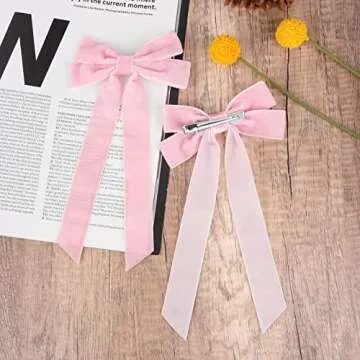 2PCS Velvet Hair Bows Pink Hair Ribbon Clips Big Fall Alligator Clips Hair Accessories for Women Girls Toddlers Kids Baby