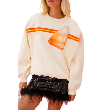 Argeousgor Women Halloween Sweatshirt Sequin Ghost Oversized Long Sleeve Sweater Pumpkin Pullover To...