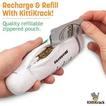 TWINCRITTERS KittiBuzz 2-Pack Organic Silvervine Catnip Substitute Toys for Cats & Kittens | 100% All-Natural Wild Harvested Silvervine | 2 Refillable Coffe Cup Plush Cat Toys