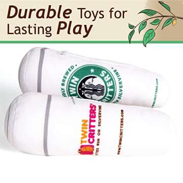 TWINCRITTERS KittiBuzz 2-Pack Organic Silvervine Catnip Substitute Toys for Cats & Kittens | 100% All-Natural Wild Harvested Silvervine | 2 Refillable Coffe Cup Plush Cat Toys