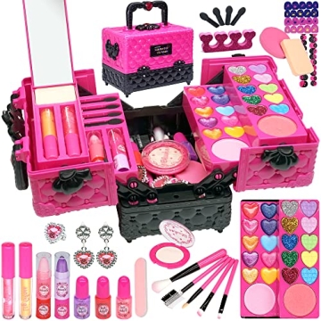 Kids Makeup Kit for Girl - 52 PCS Safe and Washable Makeup for Kids, Real Girls Makeup Kit, Toddler ...