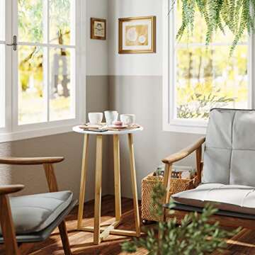 BAMEOS Side Table Modern Nightstand Round Side End Accent Coffee Table for Living Room Bedroom Balcony Family and Office (15.7inx23.4in)