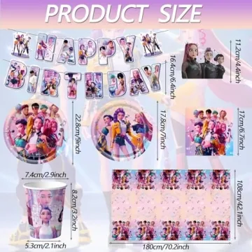 K-Pop Demon Birthday Party Supplies Set 118 Pcs
