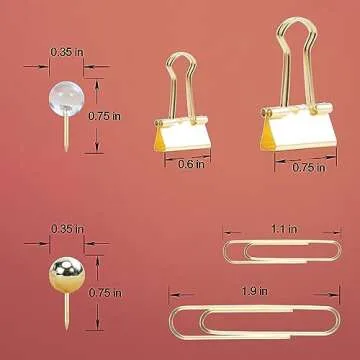 Gold Paper Clips Binder Clips Set for Stylish Office Use
