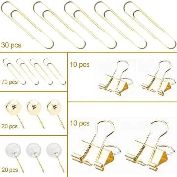 Gold Paper Clips Binder Clips Set for Stylish Office Use