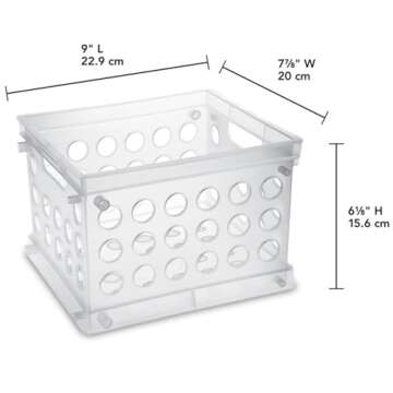 Sterilite Mini Crate, Stackable Plastic Storage Bin with Handles, Organize Home, Garage, Office, Sch...