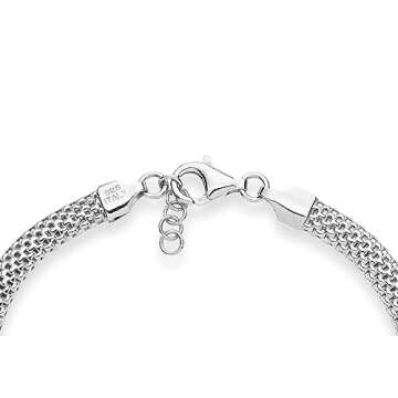 Miabella 925 Sterling Silver Italian 5mm Mesh Link Chain Bracelet for Women, Made in Italy (6.5 Inch...