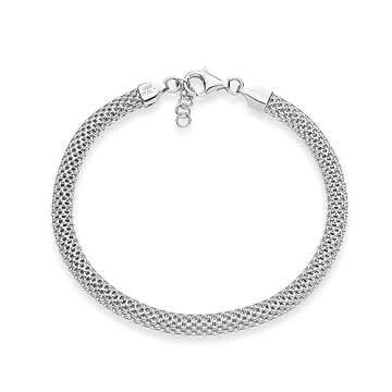 Miabella 925 Sterling Silver Italian 5mm Mesh Link Chain Bracelet for Women, Made in Italy (6.5 Inches)