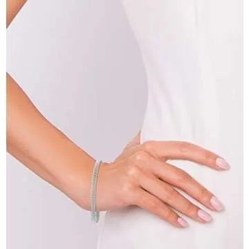 Miabella 925 Sterling Silver Mesh Bracelet for Women