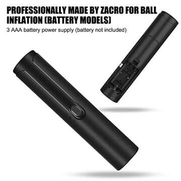 Zacro Electric Ball Pump with 7 Needles - Battery Powered, Hand held Pump to Fast inflate Soccer, Football, Volleyball, Basketball, Rugby, Water Polo, Handball, etc