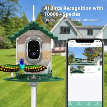 Bird Feeder with Camera,Solar Powered Smart Feeders Camera with Hd Ai Identify Wild Bird Watching Camera for Outdoors,Wireless Auto Capture Video & Motion Detection, Ideal Gifts for Bird Lovers