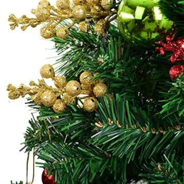 Artiflr 14 Pack Christmas Glitter Berries Stems, 7.8Inch Artificial Christmas Picks for Christmas Tree Ornaments, DIY Xmas Wreath, Crafts, Holiday and Home Decor, Gold